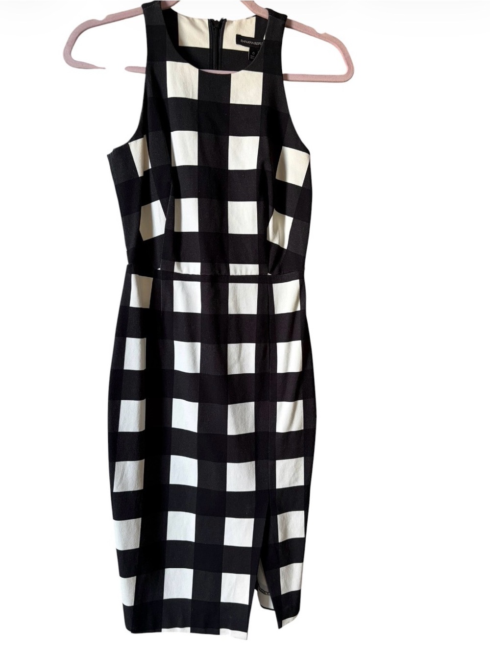 Banana Republic Black and White Buffalo Check Midi Dress